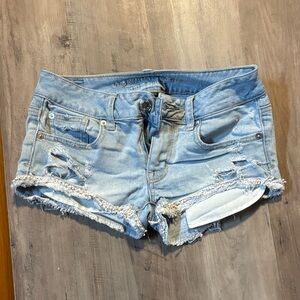 American Eagle Outfitters Light Blue Ripped Jean Shorts
